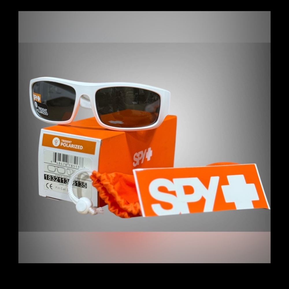 SPY Optic Piper Polarized Sunglasses Matte White Gray Lens Trident Polarized NEW